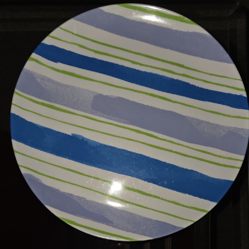 Sur La Table Striped Blue and Green Plates